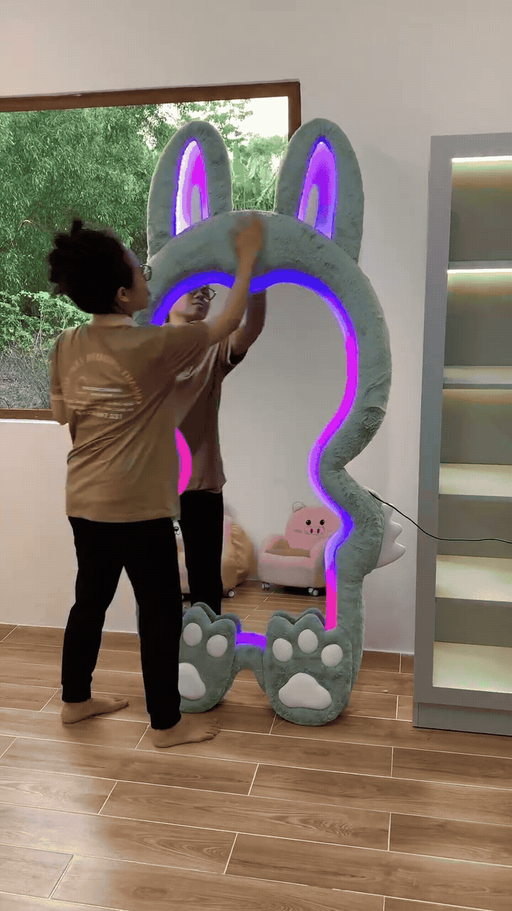 LED Bunny Mirror for Kids - Colorful Light Up Wall Mirror