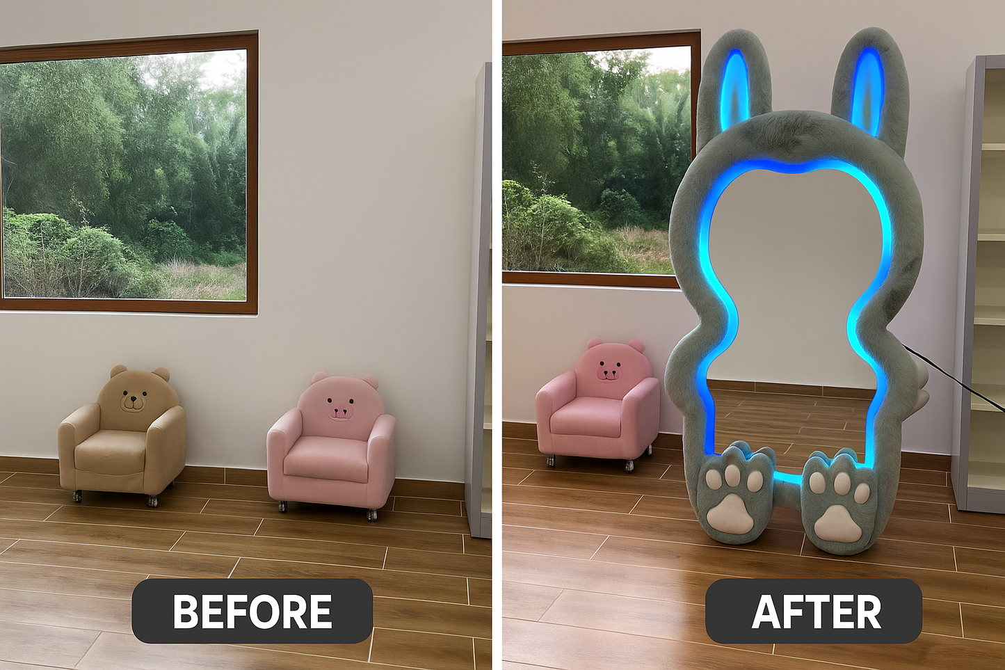 Before and after room transformation