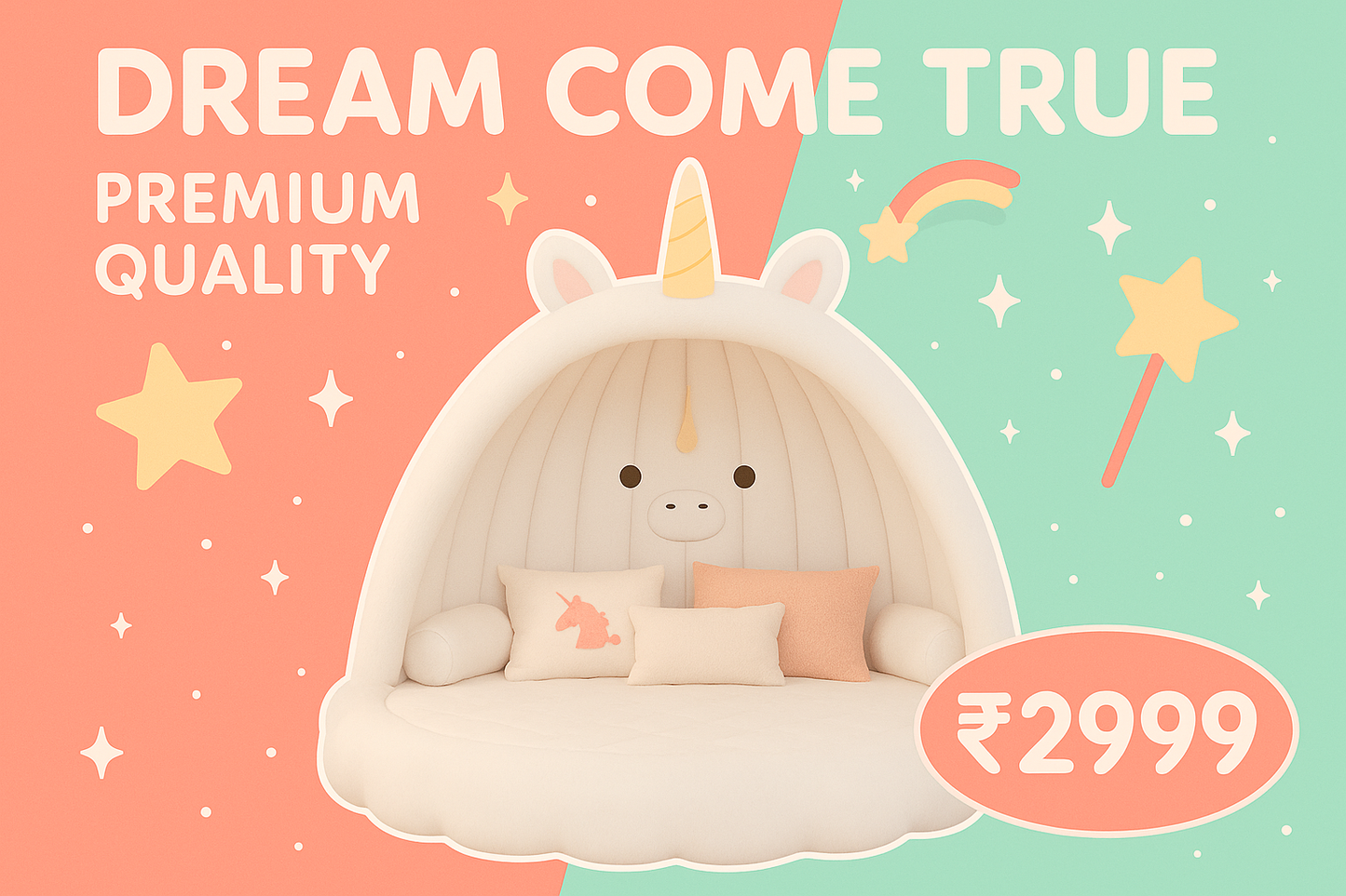Coral and mint cute banner