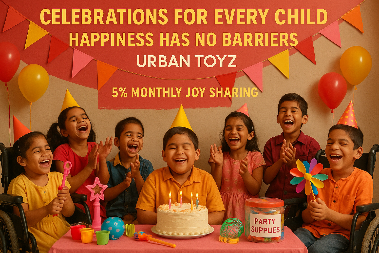 Orphanage celebration scene with festival joy