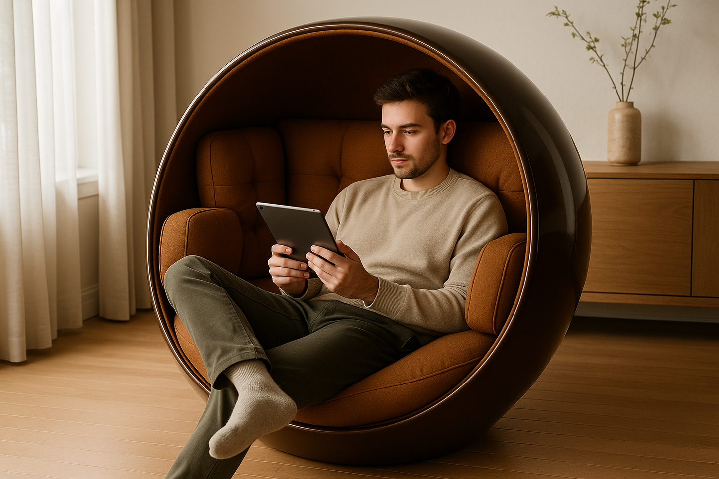 Person using ball chair