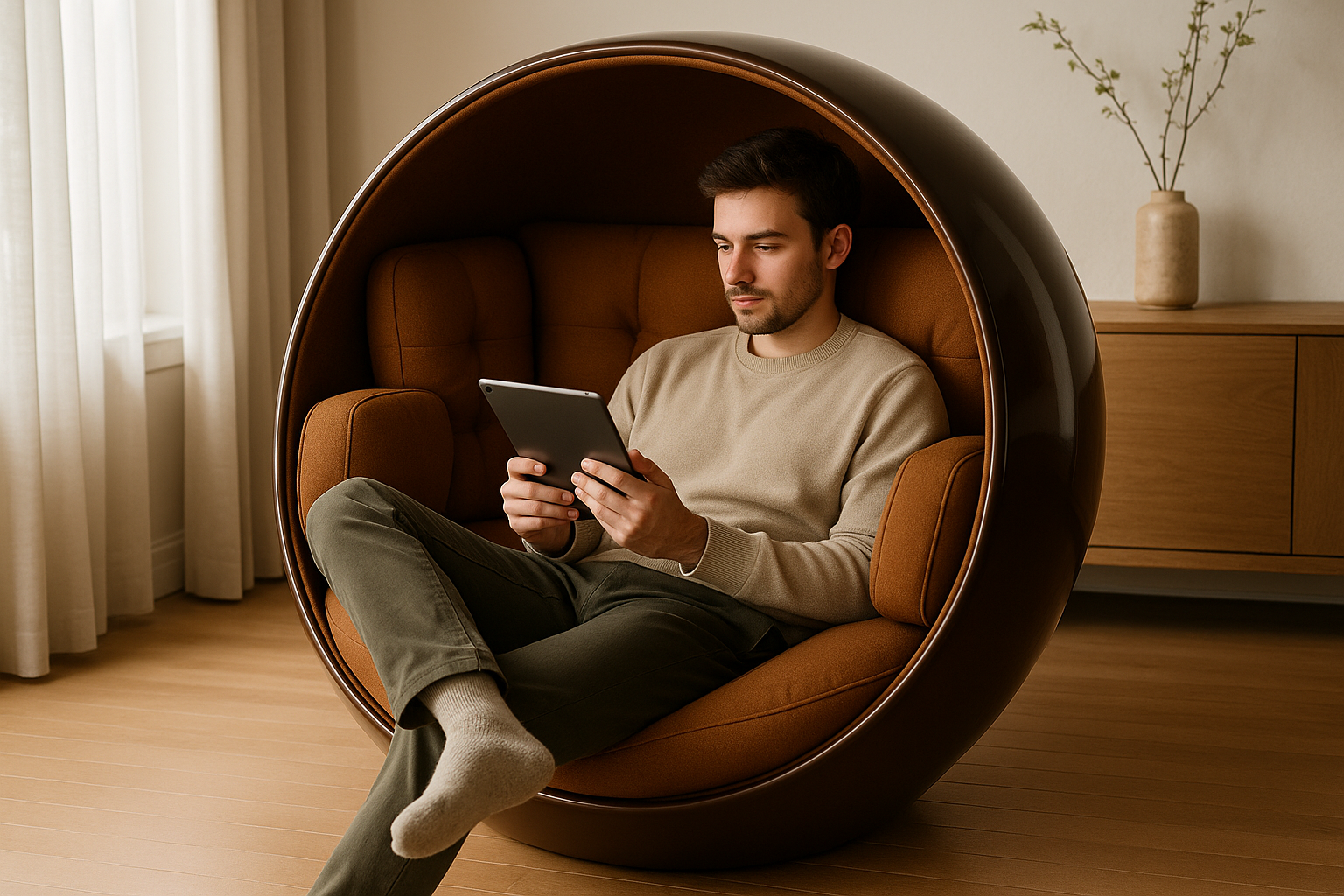 Person using ball chair
