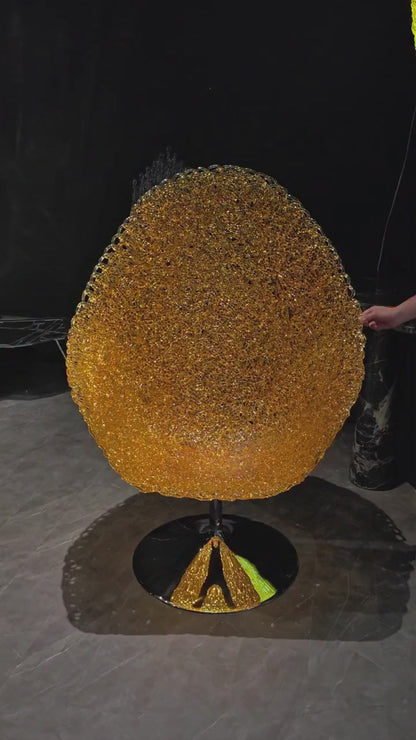 Luxury Golden Sequin Swivel Chair - Premium Glamour Seating