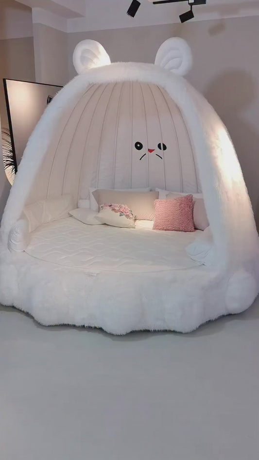 Luxurious White Bunny Bed for Kids - Adorable Plush Character Bed | High Quality Softness