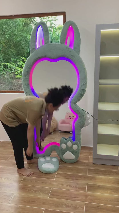 LED Bunny Mirror for Kids - Colorful Light Up Wall Mirror