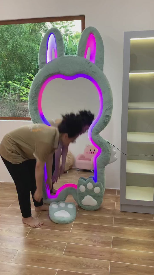 LED Bunny Mirror for Kids - Colorful Light Up Wall Mirror
