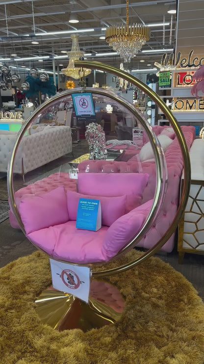 Iconic Bubble Chair - Luxury Transparent Acrylic with Gold Frame