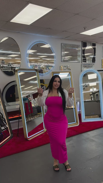 Luxury Full-Length LED Mirror with Gold Frame - Premium Standing Mirror